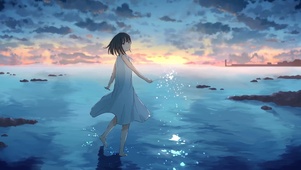 海边放烟火少女