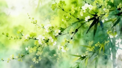 护眼树木小清新带鱼屏