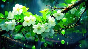 清新护眼雨中花朵