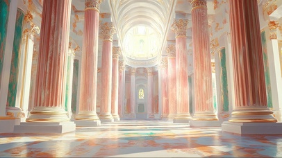 阳光宏伟欧式宫殿大厅