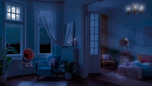 安静夜晚小屋