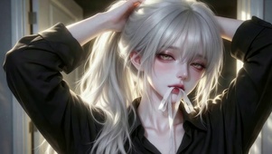 银发光影挽发少女