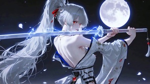 月夜冰刃白发美少女绯雪