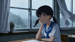 雨落窗棂念晴川