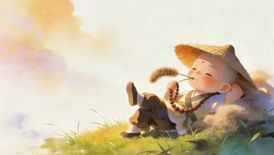 悠闲放松小沙弥