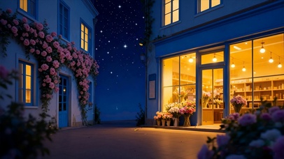 夜景花店