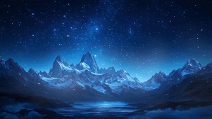 梦幻星夜下的雪山