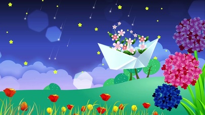 夜晚草地星星花朵