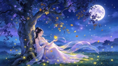 古风月下美女