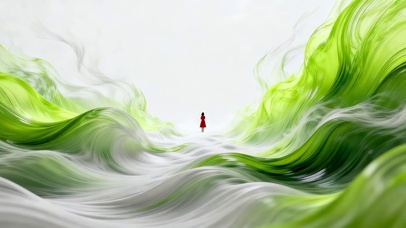 唯美的绿色水墨