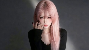 纯欲粉发气质少女