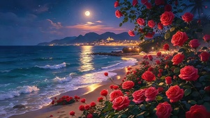 月夜玫瑰滩