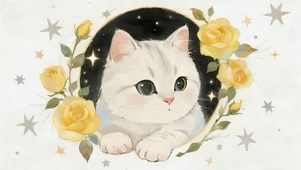 可爱花朵小猫咪