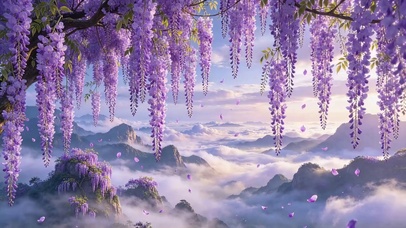 云间紫藤仙谷（花海仙境风景）