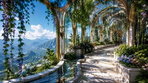 山间唯美玻璃花廊风景