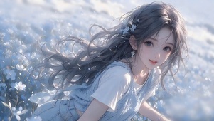 花海中甜美少女