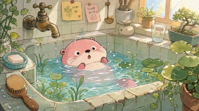 泡澡小水獭