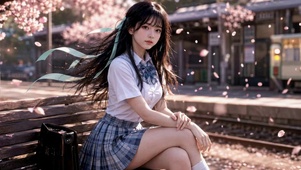 樱花下的少女