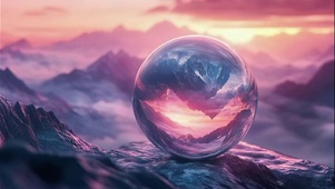 山顶唯美水珠风景倒影