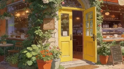午后咖啡店带鱼屏