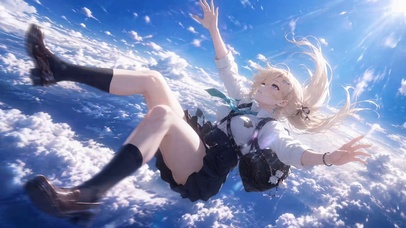 云端自由坠落的金发美少女