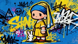 涂鸦戴耳环的女孩