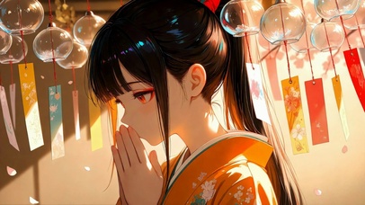风铃下的祈愿美少女