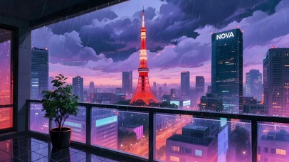都市雨夜霓虹