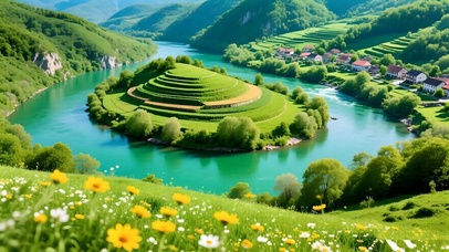 绿色护眼山水美景