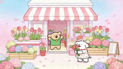 线条小狗的春日花坊