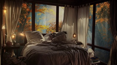 秋天的森林舒适小屋