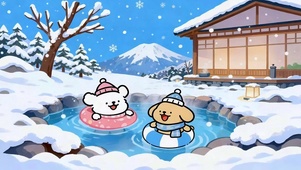 暖冬温泉线条小狗