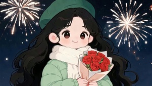 拿着鲜花女孩
