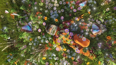 花丛中的宇航员