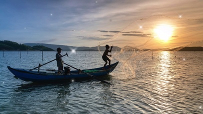 渔民捕鱼