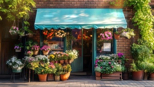 城市静谧浪漫鲜花商店