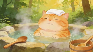 泡温泉的猫咪