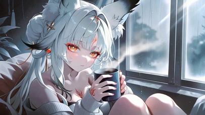窗边狐耳少女心月狐