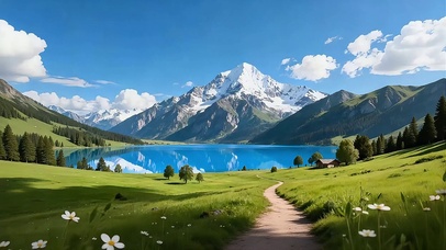 雪山湖畔
