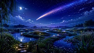 流星夜湖