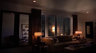 雨夜舒适的卧室