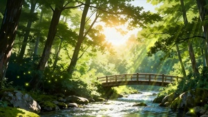 护眼森林河流树木双屏