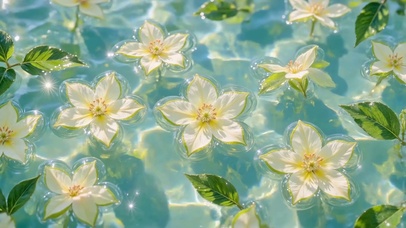 清透水波漂浮小花