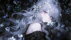 夜花园银发少女