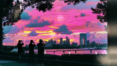 高清高端唯美城市插画图