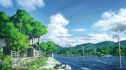 唯美蓝天白云河流无限循环