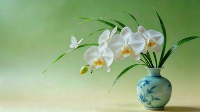 青花蝴蝶兰，静享一室清雅