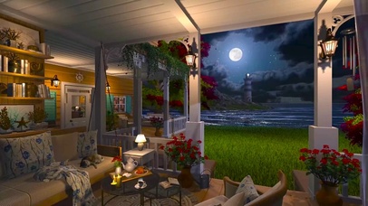 安静夜晚海边别墅