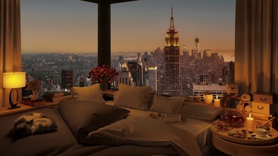 城市夜晚安静房间