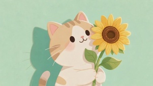 可爱的向日葵猫咪
